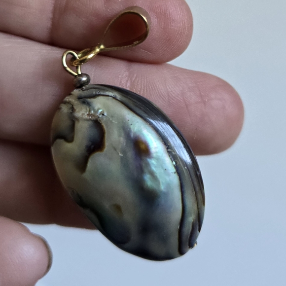 Abalone Shell Pendant Puffed Oval Jewelry - Picture 4 of 13
